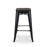 thumbnail of Tabouret de bar en métal noir mat style industriel et assise en bois foncé - Hauteur 66 cm