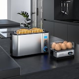 thumbnail of Arendo 2-teiliges Frühstücksset, Langschlitz 4-Scheiben Toaster MANHA, 6er Eierkocher, Silber