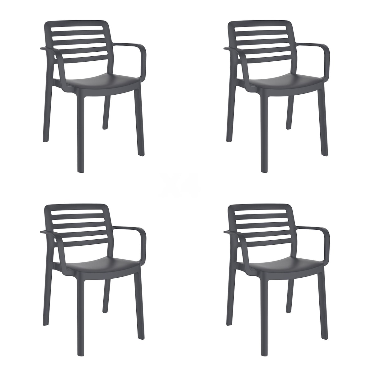 garbar WIND Set 4 Silla Con Brazos Interior, Exterior Gris Oscuro