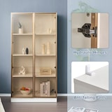 thumbnail of LED Glasvitrine 80x40x160 cm Weiß mit verstellbaren Einlegeböden, Flügeltüren und stimmungsvollem Licht für Wohnzimmer und Büro