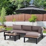thumbnail of Loungeset Aluminium Grau 3-teilig mit Sofa, Chaiselongue und Beistelltisch