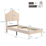 thumbnail of Luxuriöses Polsterbett 90x200 Beige mit verstellbarem Kopfteil, goldenen Eisenbeinen, stabilem Massivholzrahmen und Stauraum