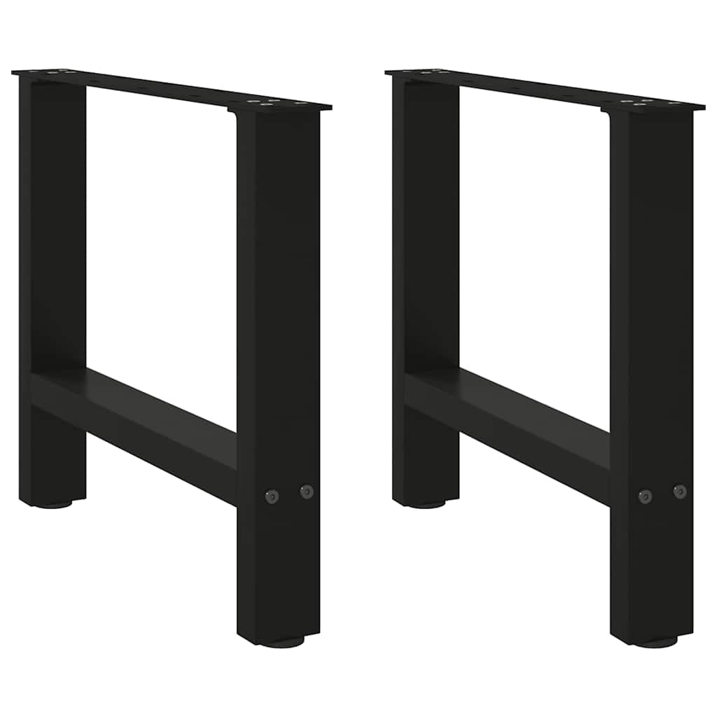 Pieds De Table Basse Noir 2 Pièces 60 X (42 43) Cm Acier