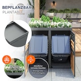 thumbnail of Mülltonnenbox 4er Set für 120-240 Liter, mit Pflanzdach und Belüftung, erweiterbar, 120x80x120 cm, Anthrazit Holzoptik