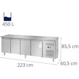thumbnail of Royal Catering Mesa refrigerada - 450 L - 4 compartimentos - 227 x 64 cm - clase B - acero inoxidable -