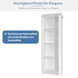 thumbnail of Merax Weiße Hochglanz-Vitrine mit LED-Beleuchtung, 3 Glasböden, 55*38*166 cm, Vitrinen, Standvitrinen, Hochschränke, Lagerschränke