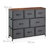 thumbnail of Relaxdays Kommode Industrial, HBT: 78,5 x 100 x 30 cm, 8 Schubladen, Stoff & Metall, Holzoptik, Sideboard, grau/braun