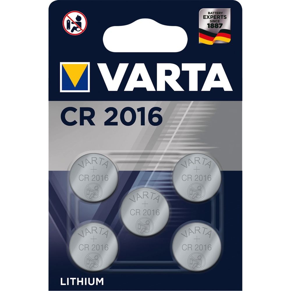 VARTA Knopfzellenbatterie Electronics CR2016 Lithium 5er-Pack