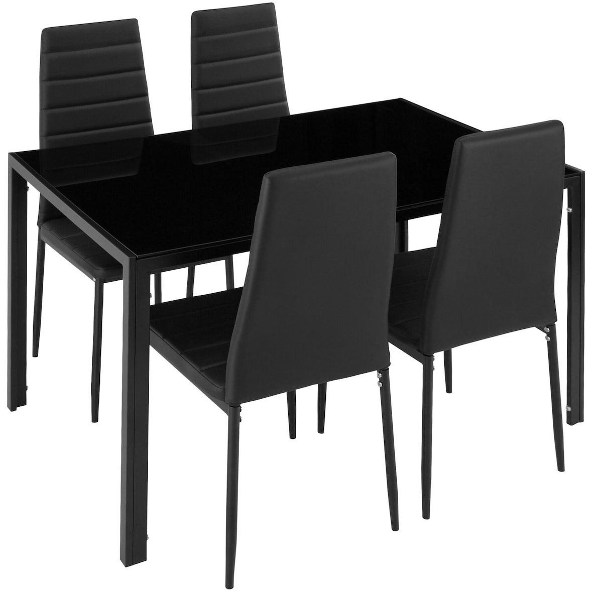 tectake Ensemble table et 4 chaises BERLIN en acier - noir - 402837