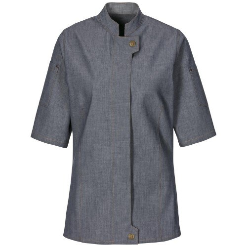 231 - Damenkochjacke Modern, Kurzarm, Denim, Fb. navy : navy 100% Baumwolle 269 g/m² L