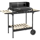 thumbnail of Outsunny barbacoa de carbón con ruedas barbacoa portátil 103x47x95 cm con parrilla ajustable en altura de 5 niveles estantes y 6 ganchos negro