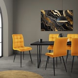 thumbnail of Esszimmerstuhl 4er Set Senfgelb Samtbezug mit Metallbeinen inkl. Montagematerial