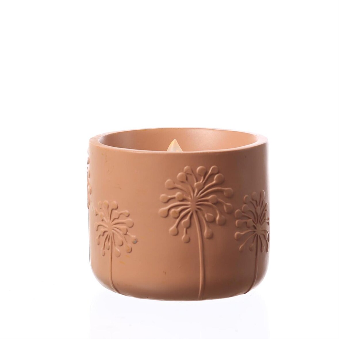 LED Solar Windlicht Pusteblume Blumenmuster Solar Kerze flackernd terracotta