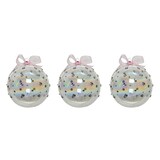 thumbnail of Weihnachtskugeln 8cm Glas Strasssteine Schleife Christbaumkugeln klar irisierend