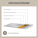 thumbnail of Wandspiegel rechteckig 110x50x2 cm Metallrahmen mit Gitterdesign in Gold, dickes Glas mit Sicherheitsfolie, vertikal oder horizontal