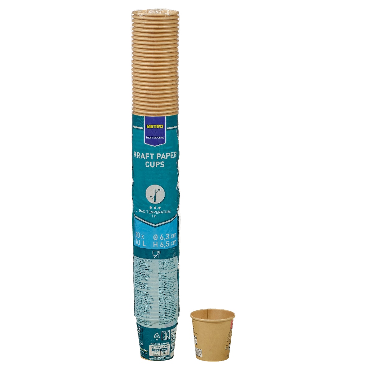 METRO PROFESSIONAL To-Go Becher, Kraftpapier, 0.1 L, Ø 6.3 x 6.5 cm, braun, 20 x 80 Stück