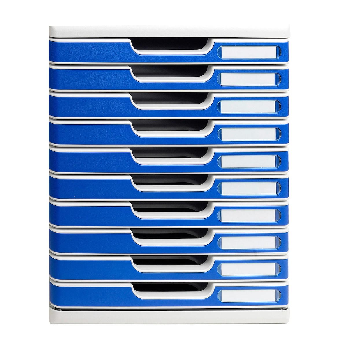 EXACOMPTA Cassettiera Modulo 302003D, sistema modulare a 10 cassetti A4, box PS monoblocco, dimensioni (PxlxAlt)  35x28,8x32 cm, gamma Office, blu