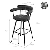 thumbnail of ML-Design Barhocker drehbar 4er Set Dunkegrau, Teddy-Stoff, Gepolsterte Barstühle, Küchenstühle mit Arm- & Rückenlehne, 360° Drehstuhl Tresenhocker