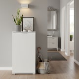 thumbnail of Mobiletto bianco salvaspazio 45×85×38 cm con anta e ripiano regolabile, già assemblato per bagno, lavanderia o ingresso.