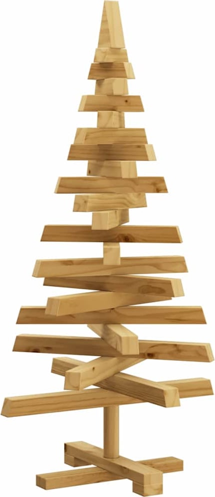 Ein hölzerner Weihnachtsbaum aus Holzlatten.