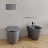 thumbnail of Coppia Sanitari Filomuro Parete Vaso WC Rimless Senza Brida Tornado Flush E Bidet Moderno In Ceramica Copriwater Chiusura Soft Close Grigio Opaco