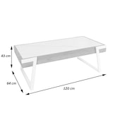 thumbnail of Tavolino HWC-L89, tavolo da salotto, ferro 43x120x64cm pietra sinterizzata aspetto marmo nero legno marrone scuro