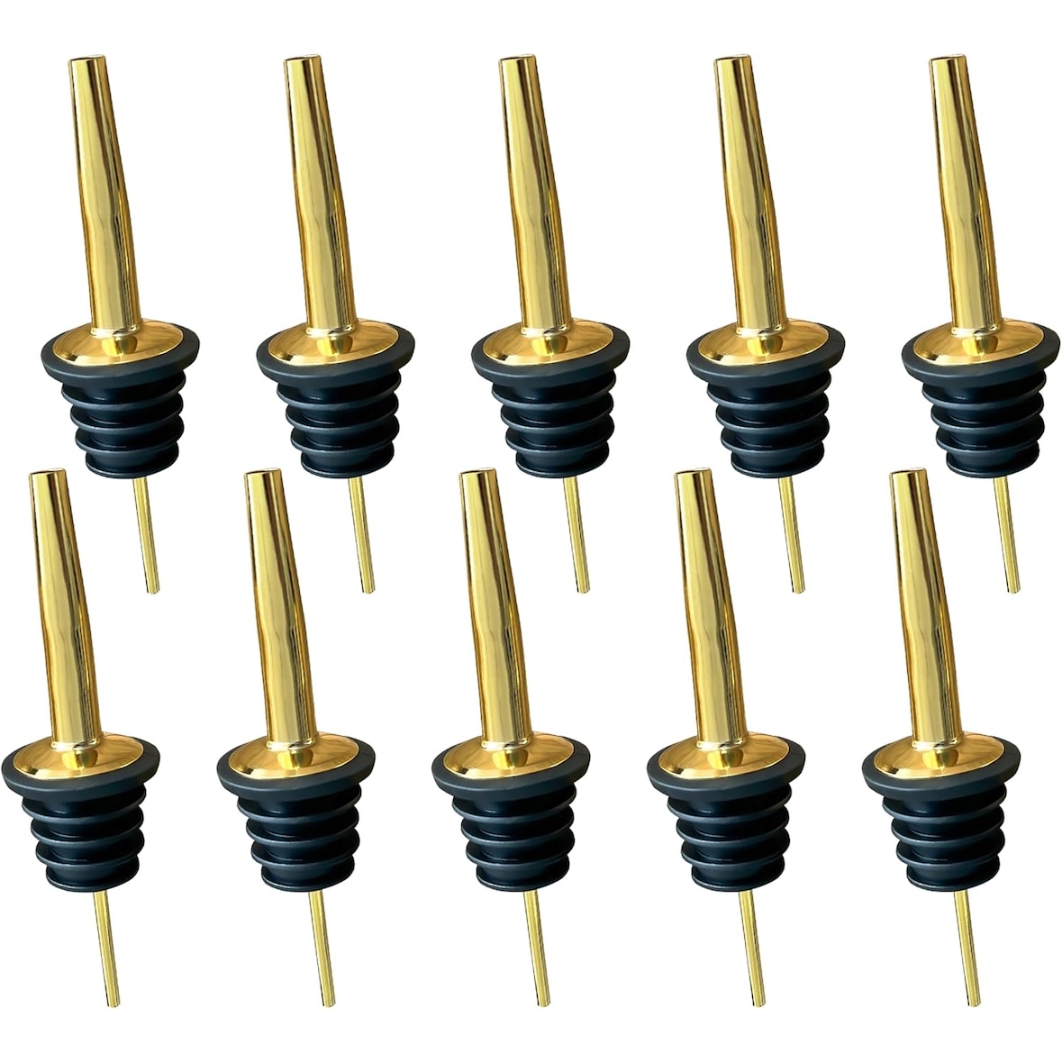 Dosadores para garrafas em aço inoxidável dourado - conjunto de 10