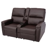 thumbnail of Fauteuil cinéma 2 places HWC-K17, fauteuil de relaxation Fauteuil TV Canapé, suspension Nosa Porte-boissons Compartiment ~ Similicuir brun