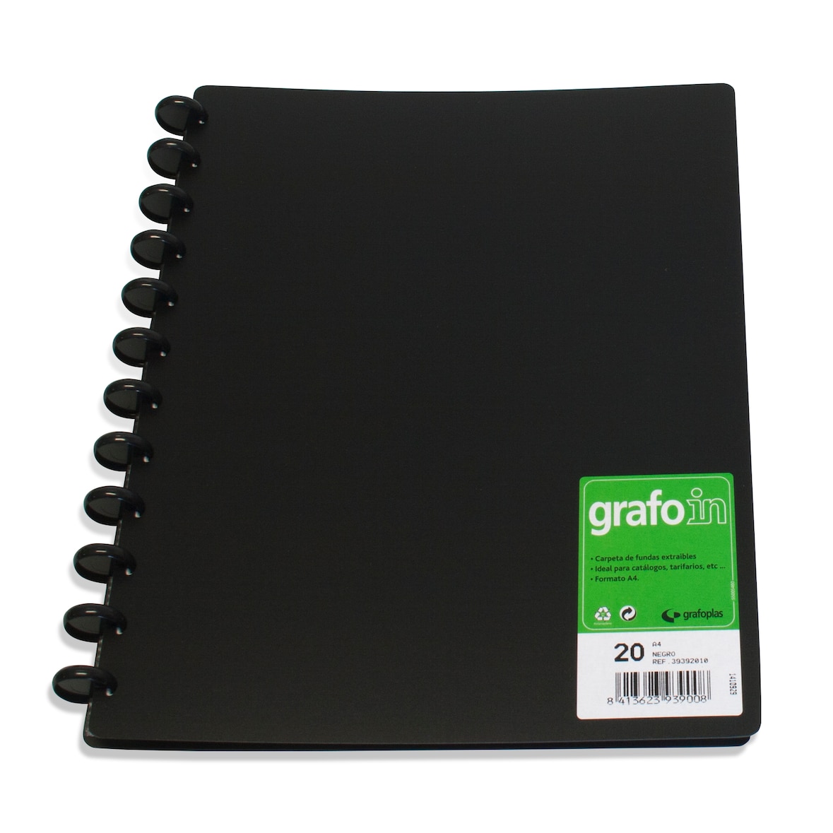 Pasta de 20 capas intercambiáveis A4 "Grafo IN" Preto