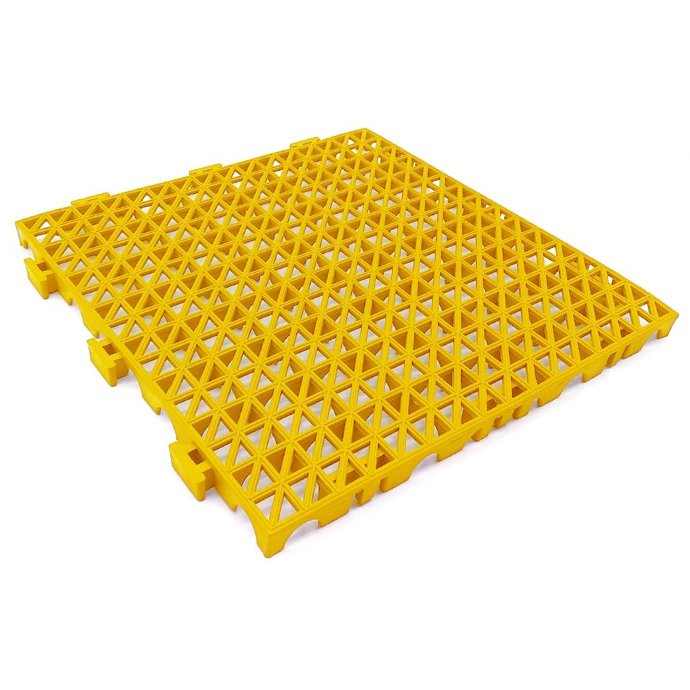 Lot de 100 dalles renforcées 33x33x2cm (Jaune) Revêtement de sol résistant à l'humidité pour pièces humides : garages, buanderies, cuisines