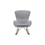 thumbnail of SalesFever Schaukelstuhl | Bezug Teddyfell | Kufen Esche mit Eichenfurnier | Gestell Metall | B 75 x T 102 x H 106 cm |hellgrau – schwarz – natur