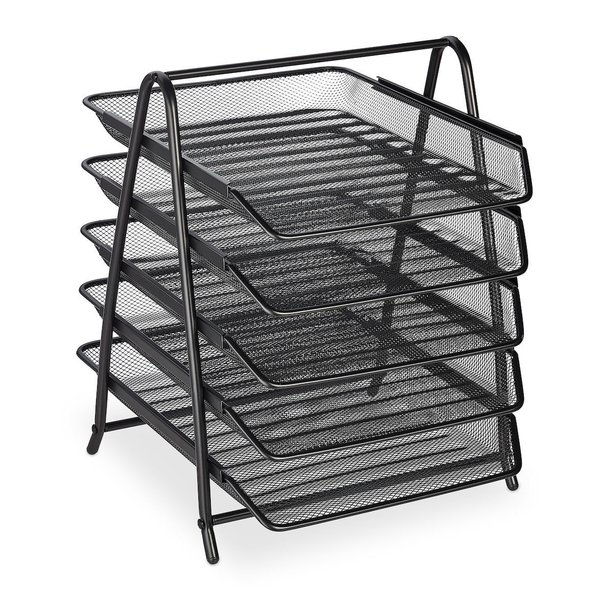 Relaxdays Dokumentenablage, 5 Fächer, Briefablage, Mesh-Metall, HxBxT: 37,5 x 30 x 35,5 cm, A4 Ablagesystem, schwarz