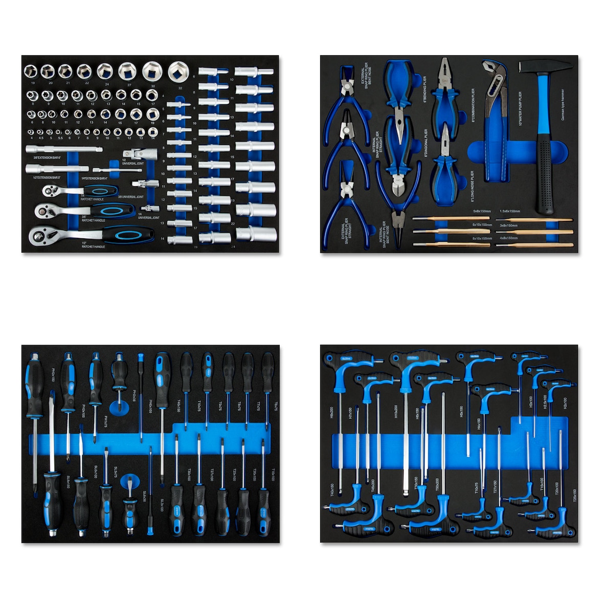 EBERTH schuimrubberen inzetstuk voor gereedschap 134-delige gereedschapsset, schuimrubberen gereedschapsinzetstuk, blauw