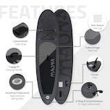 thumbnail of ECD Germany Aufblasbares SUP Board Maona 308 × 78 × 10 cm Schwarz – Komplettset mit Pumpe, Tragetasche & Zubehör, PVC Board bis 120 kg, Surfboard für