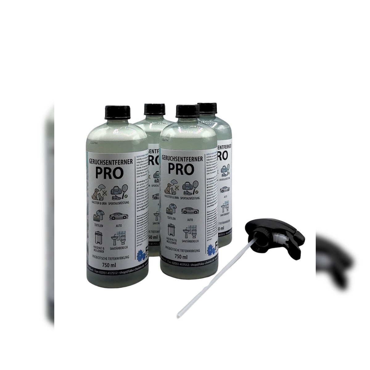 Geruchsentferner PRO Spray 4 x 750 ml Enzymreiniger mit Mikroorganismen