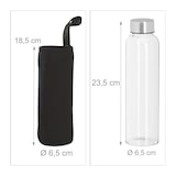 thumbnail of Relaxdays Trinkflasche, 4er Set, 500 ml, auslaufsicher, Glasflasche mit Hülle, HxD: ca. 23,5x6,5 cm, transparent/schwarz
