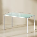 thumbnail of HOMCOM mesa de comedor de cristal, mesa rectangular para 6 personas con patas de metal, para cocina, salón, 140x80x75 cm, blanco
