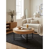 thumbnail of Couchtisch Holzoptik-Metallbeine, runder Tisch mit Stauraum, moderner Industrial-Look. 69x69x49 cm | Kadima Design