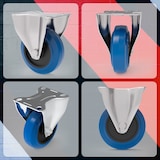 thumbnail of PRIOstahl Transportrollen 125mm Rollensatz 2 Bockrollen + 2 Lenkrollen mit Bremse Blau Schwerlast