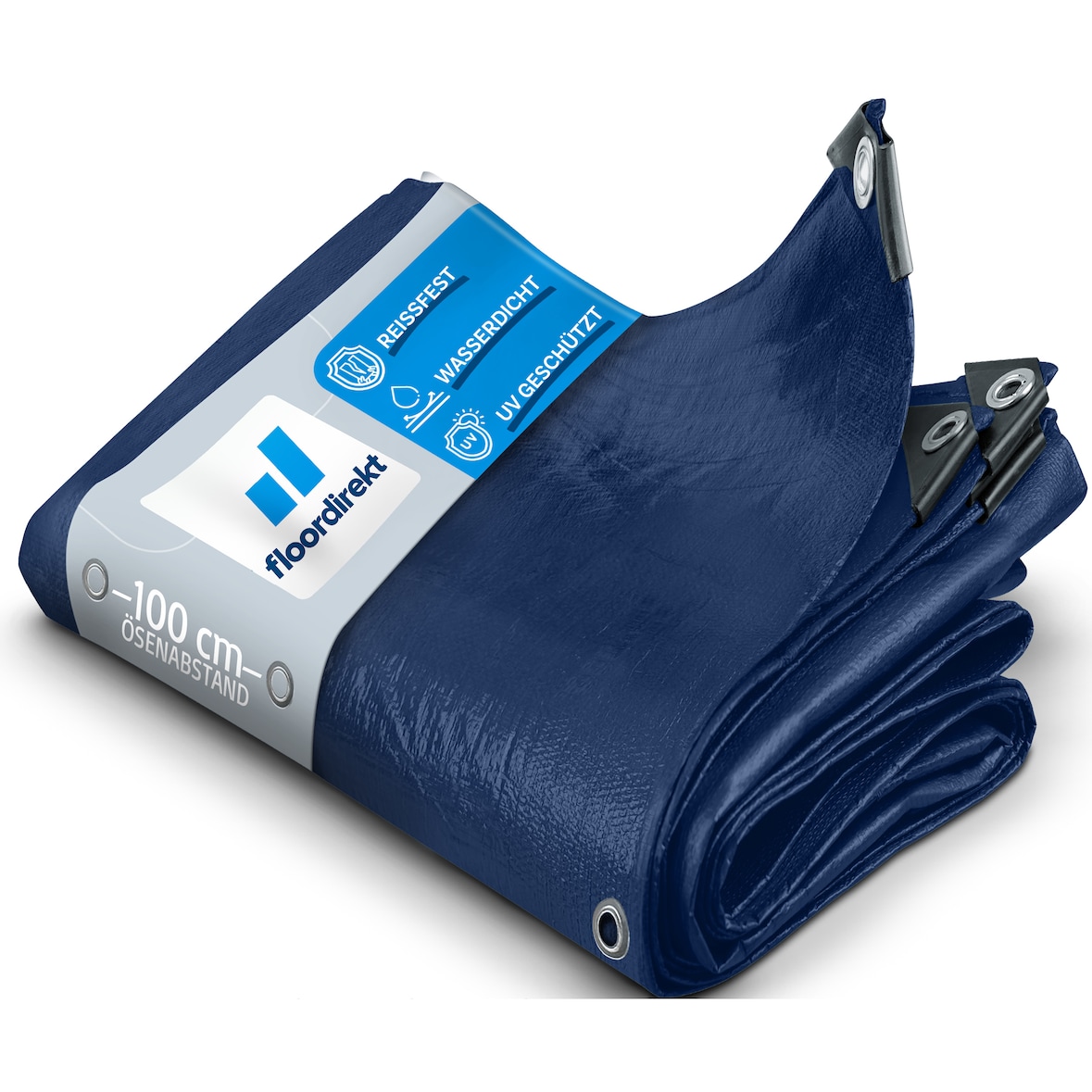 Abdeckplane 240 g/m² (8 x 14 m, Blau) wasserdichte Plane mit Ösen - Gewebeplane Schutzplane