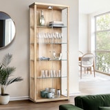 thumbnail of K-Möbel Armoire vitrine 2 portes 176x67x33 cm Made in Germany vitrine sur pied avec LED & 4 tablettes en verre réglables en hauteur Hêtre