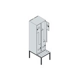 thumbnail of C+P Z-Spind Classic PLUS, Kunststoff untergebaute Sitzbank, 4 Abteile, HxBxT 212x60x82cm, Sicherheitsdrehriegel, Anthrazit/Hellgrau von PROREGAL