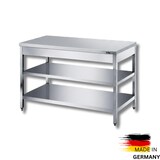 thumbnail of Edelstahl Arbeitstisch mit 2 Grundböden Premium - alle Größen zur Selbstmontage oder verschweißt: 60 x 70 cm / mit Aufkantung / verschweißt