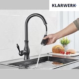 thumbnail of NAVIS | Torneira de cozinha elegante e extensível em aço inox preto, arco alto, misturador de luxo, alta pressão, 360°, 2 conexões