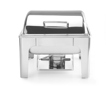Chafing Dish Hendi en acabado espejo con freno de fricción y 2 recipientes para pasta combustible