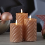thumbnail of LED Kerze Twist Echtwachs gedreht flackernd H: 12,5cm Timer altrosa