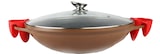 thumbnail of WOK Wokpfanne Silikongriffe Induktion 36cm Aluguss + Deckel Bratpfanne Marmorbeschichtung Hellbraun
