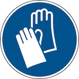 thumbnail of Gebotsschild, Handschutz benutzen M009 - ASR A1.3 (DIN EN ISO 7010) - 200x0.45 mm Aluminium geprägt