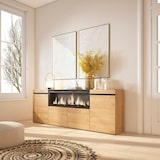 thumbnail of Dressoir, Opbergkast, Buffetkast, Sideboard, 208x35x75cm, 4 Deuren, Elektrische haard XXL, Moderne stijl, Eiken - 418_11
