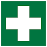 thumbnail of Rettungszeichen, Erste Hilfe E003 - ASR A1.3 (DIN EN ISO 7010) - 100x100 mm Folie selbstklebend